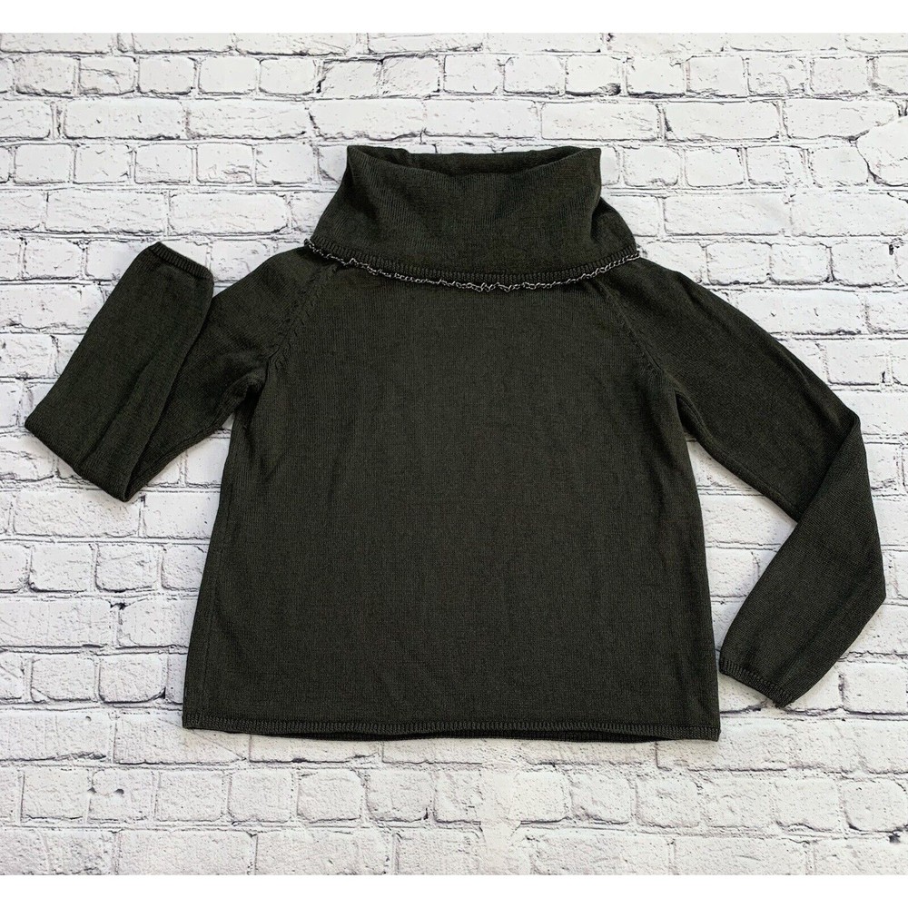 Pendleton Women's Turtleneck Sweater Size XL Petite Dark Green Merino Wool